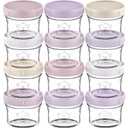 KeaBabies 12pk 4oz Glass Baby Food Containers with Lids - Leak-Proof, Microwavable Small Glass Jars, Baby Purees & Toddler Snack Storage Containers, BPA-Free, Dishwasher & Freezer Safe (Lilac)