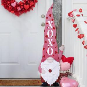 Youyole 41.6 x 12.5 Inch Valentine's Day Gnome Porch Sign for Front Door Valentines Gnome Decor Vertical Standing Hanging Sign for Front Door Porch Home Yard Wall Outdoor Indoor Holiday Decorations