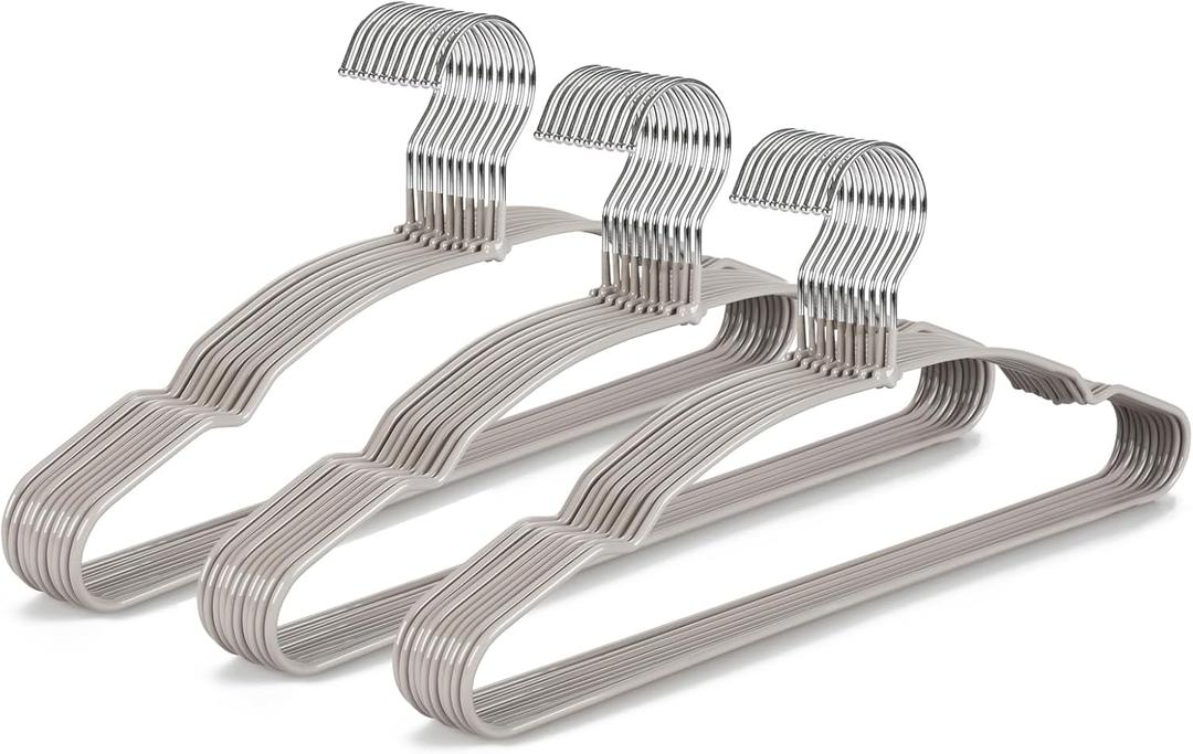 TOPIA HANGER Metal Hangers 30 Pack, Non Slip Clothes Hangers Space Saving, Heavy Duty Rubber Coated Wire Hanger for Coat, Shirt, Dress, Pants-Grey, CT12G30 (Adult)