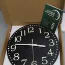 Wall Clock - 12 inch Glow in The Dark Wall Clocks Battery Operated Black Wood Silent Wall Clock Non-Ticking Analog Luminous Clock for Living Room Bedroom Office Kitchen Classroom Bathroom