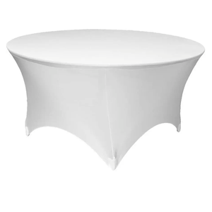 Lann's Linens Premium 5' (60-inch) Round Spandex Tablecloth - Stretch Fitted Table Cover - White