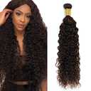 Color #4 Human Hair Bundles Chocolate Brown Water Wave Single Brown Bundle Human Hair 34 Inch Double Weft Grade 12A Unprocessed Virgin Remy Hair Extension