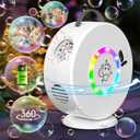 Bubble Machine for Kids Toddlers,90 360 Auto Rotatable Portable Bubble Maker Toy for 3 4 5 Year Old, Automatic Bubble Blower with RGB Light Rechargeable, Outdoor Wedding Party Birthday Gifts