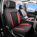 JOJOBAY Chevy Silverado Seat Covers,Leather Seat Covers for GMC Sierra,Custom Fit 2007-2026 1500 2500HD 3500HD Crew Double Extended Regular Cab,LT LZT RST Trail Boss(Front Pair,Black Red)