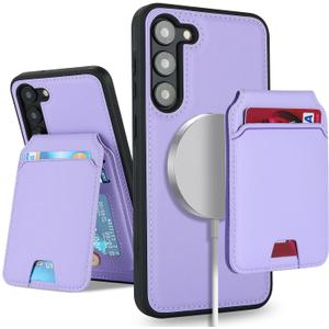 SailorTech Samsung Galaxy S23 Plus case with Credit Card Holder mag Safe, Galaxy S23 Plus Phone Leather Case Wallet for Women Compatible mag Safe Wallet Detachable 2-in-1 for Men-Purple