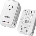 DOACE Pico 45W Travel Adapter, 5-Port Universal Power Adapter 1 AC, 2 USB C and 2 USB-A, International Plug Adaptor Worldwide for US to European UK Italy Spain New Zealand Over 200 Countries (White)