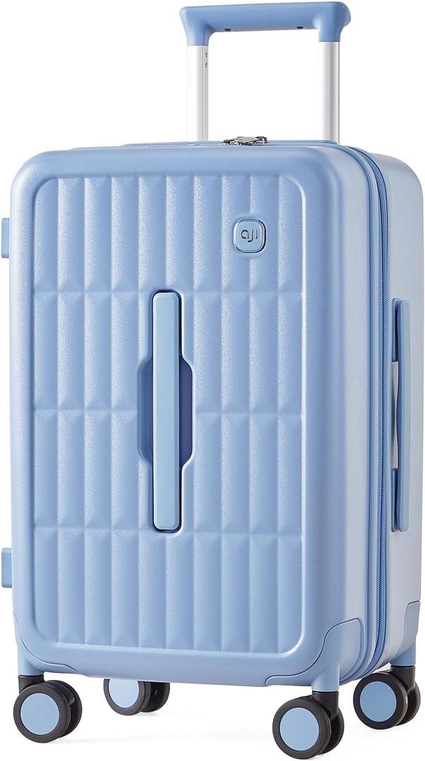 aji 70/30 Split Opening Carry On Luggage Airline Approved, 20 Inch Lightweight Trunk Luggage with 360 Spinner Wheel, Travel Carry On Suitcase with Dry Wet Separation Bag for Women Men,Blueberry Blue