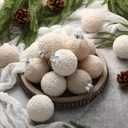 15 Pcs Neutral Christmas Ornaments 2.36 Inch Farmhouse Beige Shatterproof Sherpa Christmas Tree Ornament Hanging Furry Ball Decoration for Xmas Wreath Fireplace Home Office Decor Gift