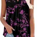 Casual Summer Shirts for Women Flowy Tunic Tops Fit and Flare Floral Blouses, Small