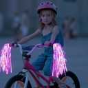 Wavwavw 4 Pcs LED Light up Bike Streamers Bike Tassels Kids Bicycle Handlebar Scooter Streamers Accessories Lighted Bicycle Tassel Ribbon for Girls Boys