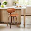 Counter Height Bar Stools, 24" Swivel Barstools with Backs, 1 Pack Brown, Set of 1
