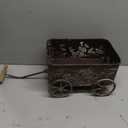 Vintage Flower Cart with Wooden Handles Metal Wagon Planter Brown Outdoor Plants, Garden Planter with Wagon Wheels, Decorative Wheelbarrow, Plant Cart, The garden planters size: 9.06"D x 12.8"W x 7.28"H