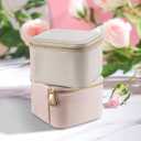 VLANDO Small Jewelry Box Organizer, Travel Jewelry Storage with 6 Velvet Jewelry Zipper Pockets, Travel Jewelry Case Valentines Gifts Birthday Gifts for Women Girls (White)