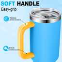 Sursip 40 oz Insulated Tumbler with Handle and Straw-Stainless Steel Vacuum Insulated Mug,Gifts for Women Men Him Her,Iced Tea or Coffee,Drinks Cold up to 24 Hours,Fit Car Holder-Blue