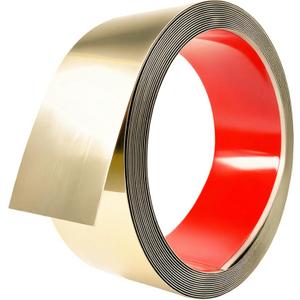 20FT Metal Wall Trim,Peel and Stick Molding Trim Frame,Stainless Steel Trim,Self Adhesive Trim for Wall Fireplace Microwave Gap Filler,Gold Brushed,20ft x 2inch