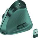 AOC 2.4GHz Ergonomic Mouse, Wireless Bluetooth Vertical Mouse for Work, 4800 DPI Optical Tracking, 5 Adjustable DPI, Quiet Clicks, RGB Light, Compatible with Computer, Laptop, PC, Mac, Desktop - Cyan