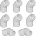1" 45 Degree PVC Elbow Fitting, Furniture Grade 2 Way Right Angle Elbow Side Outlet, PVC Corner Fittings for DIY Building Furniture Greenhouse Shed Pipe Fittings Tent Connection (Pack of 8) (White)