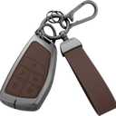 Key Fob Cover with Heavy-duty Keychain For Chevy Silverado 1500 GMC (Brown)