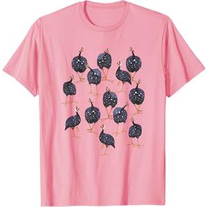 Guinea Fowl Hen Graphic Bird Art Pattern T-Shirt S