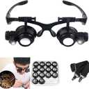 Magnifying Glasses with LED Light, LXIANGN Jeweler Loupe Watch Repair Magnifier with 8 Interchangeable Lens-2.5X 4X 6X 8X 10x 15x 20x 25x for Close Work,Not for Reading