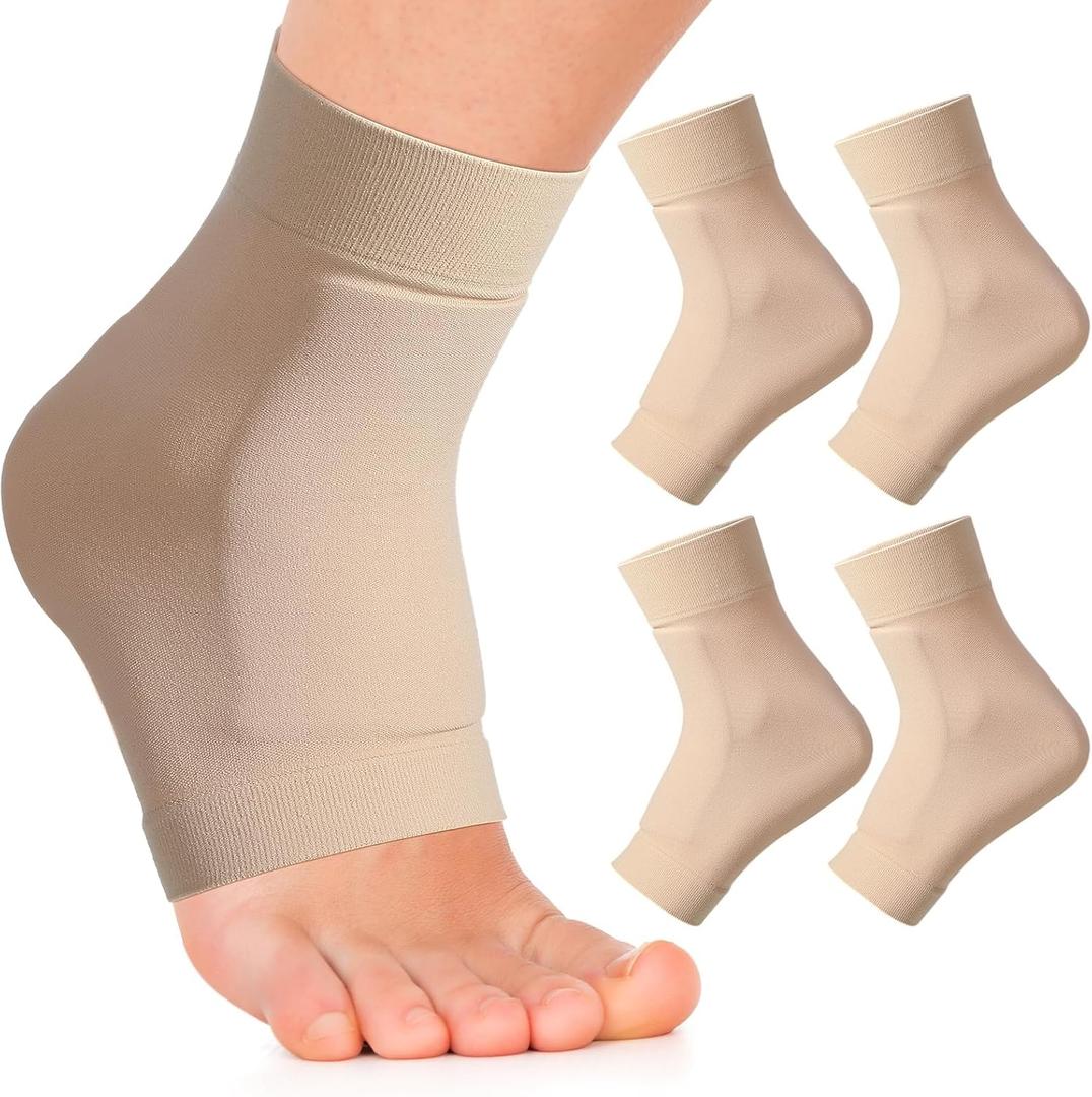 Nuanchu 2 Pairs Padded Skate Socks Ice Skating Protection Socks Lace Bite Gel Pads Ankle Malleolar Sleeves Protection Guards for Front Foot Shin Achilles Tendon Heel