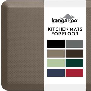KANGAROO Thick Ergonomic Anti Fatigue Mats for Kitchen Floor, 39x20, Cushioned Standing Office Desk Mat, Waterproof Scratch Resistant Topside, Supportive All Day Comfort Padded Foam Rugs, Cappuccino