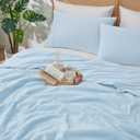 Amlie Home Waffle Cooling Comforter King Size, Q-Max 0.45 Reversible Lightweight Cooling Blanket for Hot Sleepers, Breathable Bedding for Night Sweats, 106"x90", Sky Blue