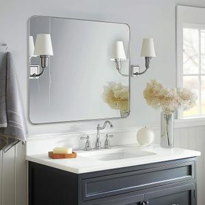 ANDY STAR Brushed Nickel Mirrors for Bathroom Sink, 30x30 Inch Bathroom Vanity Mirror with Square Metal Frame-Modern Clean Design with Superior Stainless Steel Frame