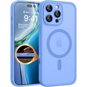 CANSHN Magnetic & Camera Control Compatible with iPhone 16 Pro Max Case, [Full Camera Protection] [Compatible with Magsafe] [Translucent Matte] Shockproof Protective Phone Cover 6.9 Inch - Ultramarine