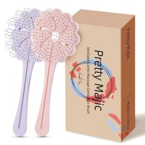 Hair Detangling Brush for Women & Kids,Wet Dry Vented Detangler Brush w/Soft Bristles,Extra Gentle on Sensitive Detangle Brush Fine Hair (Pink+Purple)