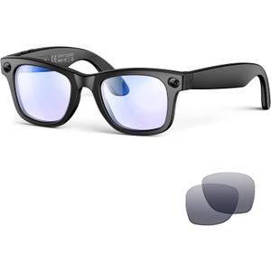 AI Smart Glasses with Camera and Bluetooth,8MP 2K HD Camera Glasses,AI Voice Control,AI Photo Recognition and Translation,Smart Anti-Blue Light Glasses,IP67 Waterproof for Driving, Outdoor,+2 Lenses