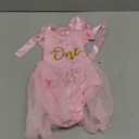 IBTOM CASTLE Baby Girl 1st Birthday Outfit Boho One Ruffle Lace Romper Princess Tutu Backless Dress Photoshoot Party Clothes (9-12 Months, Pink+crown)