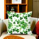 St Patricks Day Pillow Covers 18x18 Set of 2 Green Shamrock Saint Patricks Day Decorative Throw Pillow Cover Cotton Cushion Case for Sofa Couch Farmhouse Indoor Outdoor Decorations