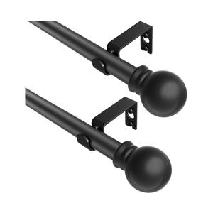 Black Curtain Rods 2 Packs for Windows 36"- 48", Decorative Drapery Rod Adjustable, 5/8 inch Small Curtain Rod for Bedroom, Living Room, Kitchen and Outdoors