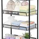 LOFTEY 4 Tier Rolling Storage Cart, Small Metal Utility Cart on Wheels, Rolling Organizer Carts for Kitchen, Bathroom, Laundry Room, Office, Easy No-Tool Assembly, Black
