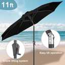 FLAME&SHADE 11 ft Patio Umbrella - Table Umbrella Outdoor with Push Button Tilt and Crank, UV Protection, 8 Sturdy Ribs, Market Umbrella for Garden, Deck, Backyard, Lawn, Pool and Beach(Black)