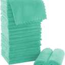 MOONQUEEN Ultra Soft Premium Washcloths Set - 12 x 12 inches - 24 Pack - Quick Drying - Highly Absorbent Coral Velvet Bathroom Wash Clothes - Use as Bath, Spa, Facial, Fingertip Towel (Aqua Green)