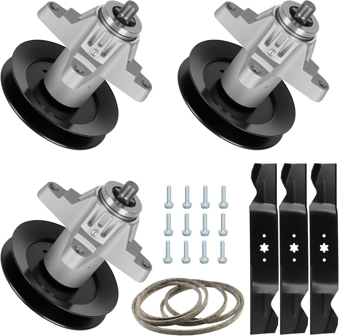 54" Deck 618-04126 Spindle Rebuild Kit for Cub Cadet SLT1554 SLTX1054 SLT5400 SLTX1054 GT1554, for 918-04126 618-04125 Spindle, 3 Blades 742-0677 942-0677,1 138 5/8" Belt 954-0642, 954-0642