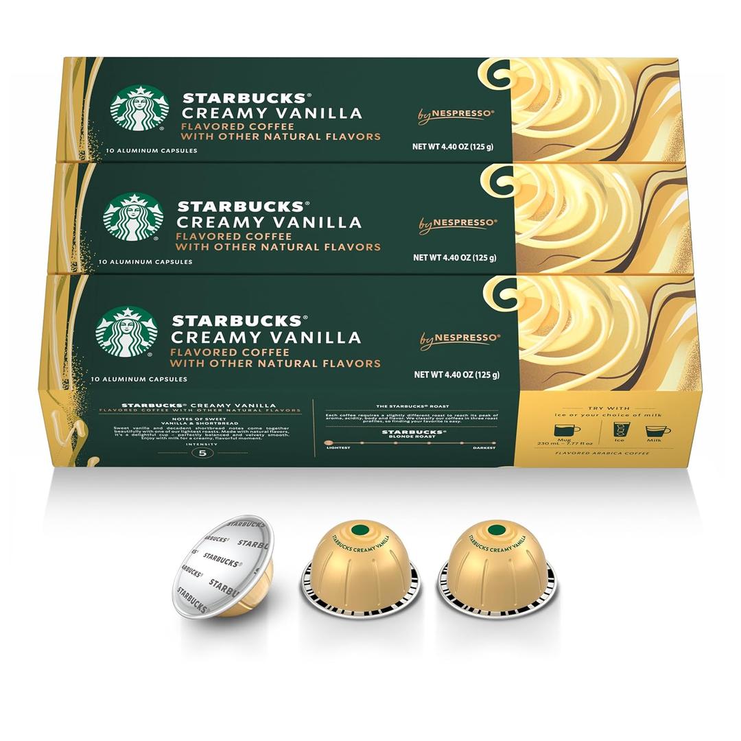 Starbucks by Nespresso Vertuo, Vanilla Flavored Coffee, 30-count | Light Roast Coffee Pods, Brews 7.8 oz. (EXP 01/30/27)