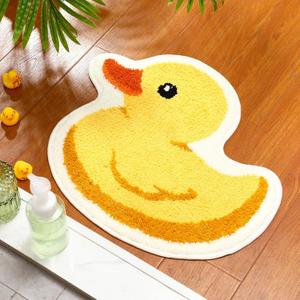 Duraaamo Cute Duck Bath Mat Ducky Bathroom Rugs Non Slip Washable Floor Rugs Soft Tufted Yellow Plush Doormat for Bathroom Bedroom Room Indoor Gift 25" x 22"
