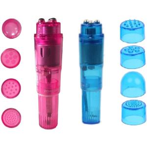 Mini Massager Handheld with 4 Heads Pocket Pen for Body, Face, Neck, Head,Back (Pink and Blue)