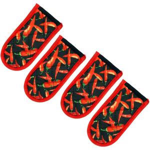 Evoio Cast Iron Skillet Handle Covers, Pot Handle Covers Heat Resistant, Heat Resistant Pan Pot Skillet Hot Handle Holder Sleeves Mitt Cover for Kitchen, BBQ and Baking Cookware (4-Pack Red Peppers)