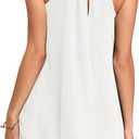 AUSELILY Womens Summer Dress Sleeveless Halter Neck Beach Dress Casual Sundresses with Pockets (White)