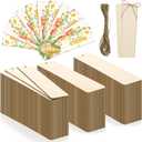 120 PCS Wood Blank Bookmarks Set - Unfinished Wooden Bookmarks with 10m Rope, Hanging Labels for Crafts and Decorations