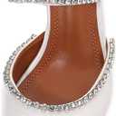 Vertundy Women's Mule Heels Rhinestones Strappy Stiletto Slide Pumps Slip On Sexy High Heels Sandals Closed Pointed Toe Backless Dressy Wedding Party Summer Shoes (White)