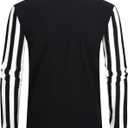 Alex Vando Mens Knit Polo Shirts Long Sleeve Sweater Casual Fashion Classic Button Down Polo Shirts (Medium, Black/White)