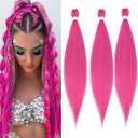 Braiding Hair Pre stretched 26 Inch Pink Braiding Hair,Synthetic Prestretched Braiding Hair for Twist or Box Braids Crochet Braids Hair for Braiding Hair Extensions (Magenta Pink, 26inch(Pack of 3))