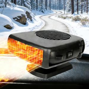 Portable Car Heater, 12V 200W Fast Heating & Cooling Fan, Windshield Defogger with 360 Rotary, Black, Universal Fit for Vehicle Car RV SUV