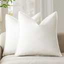 Foindtower Pack of 2, Decorative Linen Soild Throw Pillow Covers Soft Accent Cushion Case Boho Farmhouse Neutral Pillowcase for Chair Couch Sofa Bedroom Living Room Home Decor 24 x 24 Inch Cream White (24" x 24" (Pack of 2))