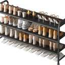 Shoe Rack 3 Tier Long Storage Organizer Wide Metal Shoe Shelf for Closet Entryway Black